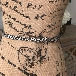 Stylish suede cow-print skinny belt